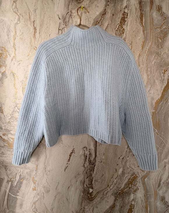 Madewell Sweaters - Madewell Light Blue Ribbed Mockneck Cropped Sweater Size L